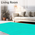 Abstract Turquoise Wavy Contour Pattern Rug