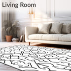Abstract Black White Line Pattern Rug