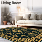 Golden Floral Medallion Pattern Rug