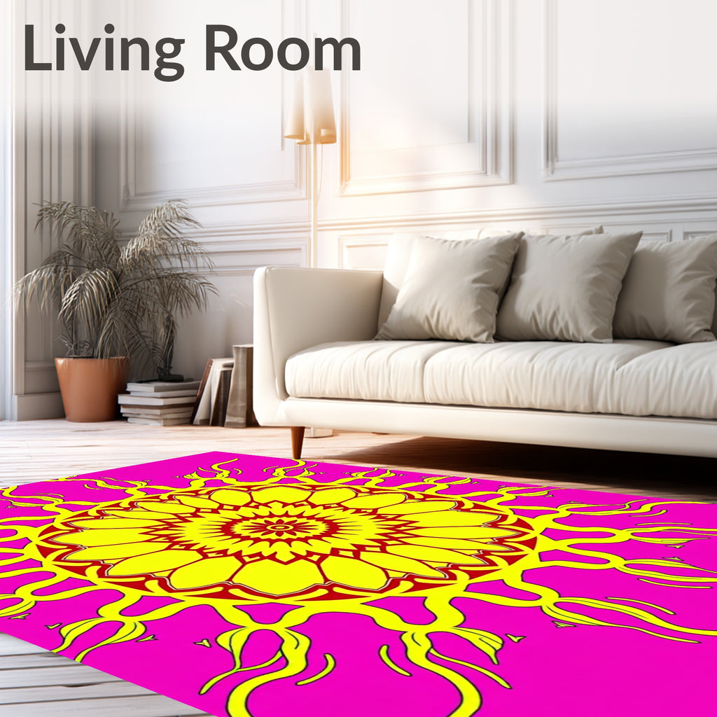 Vibrant Sunburst Mandala Rug
