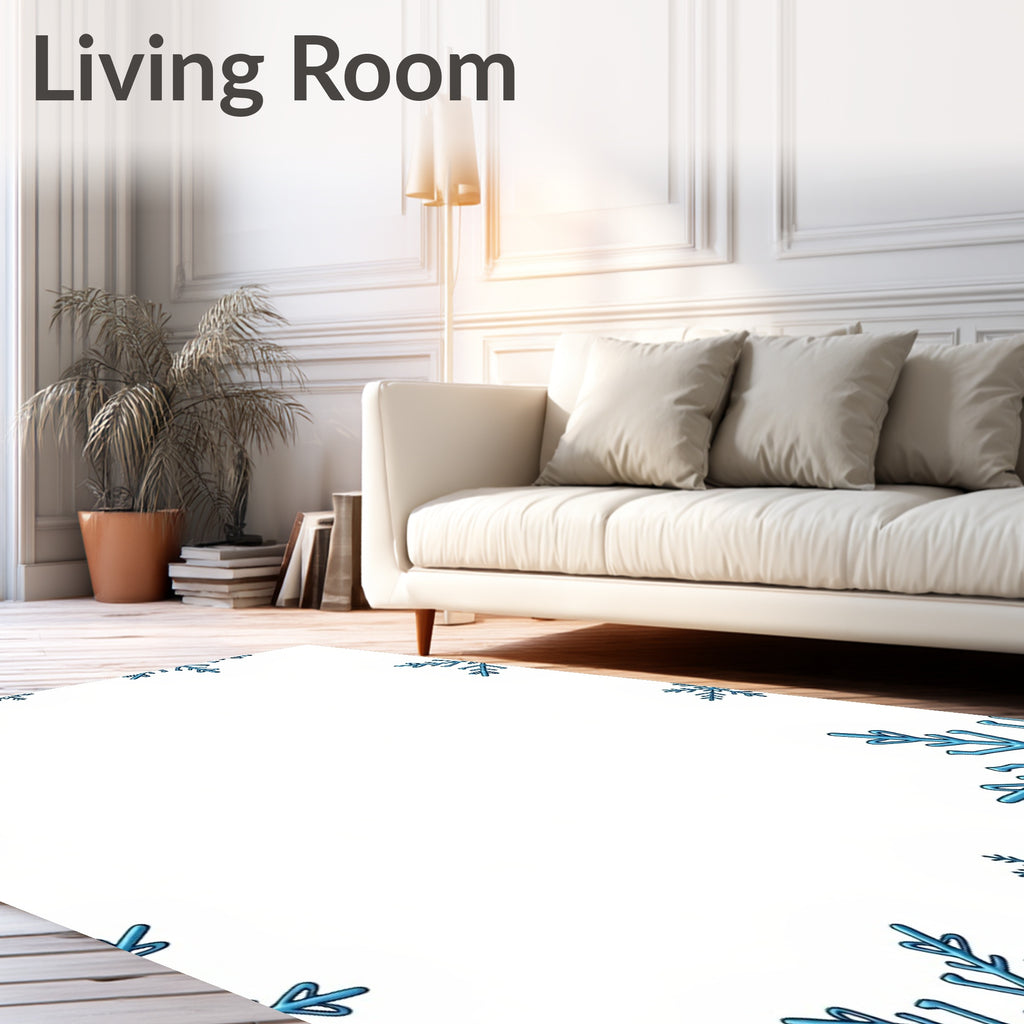 Cool Blue Snowflake Scatter Rug