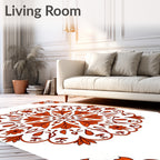 Crimson Floral Mandala Pattern Rug