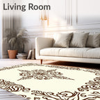 Elegant Brown Floral Flourish Pattern Rug