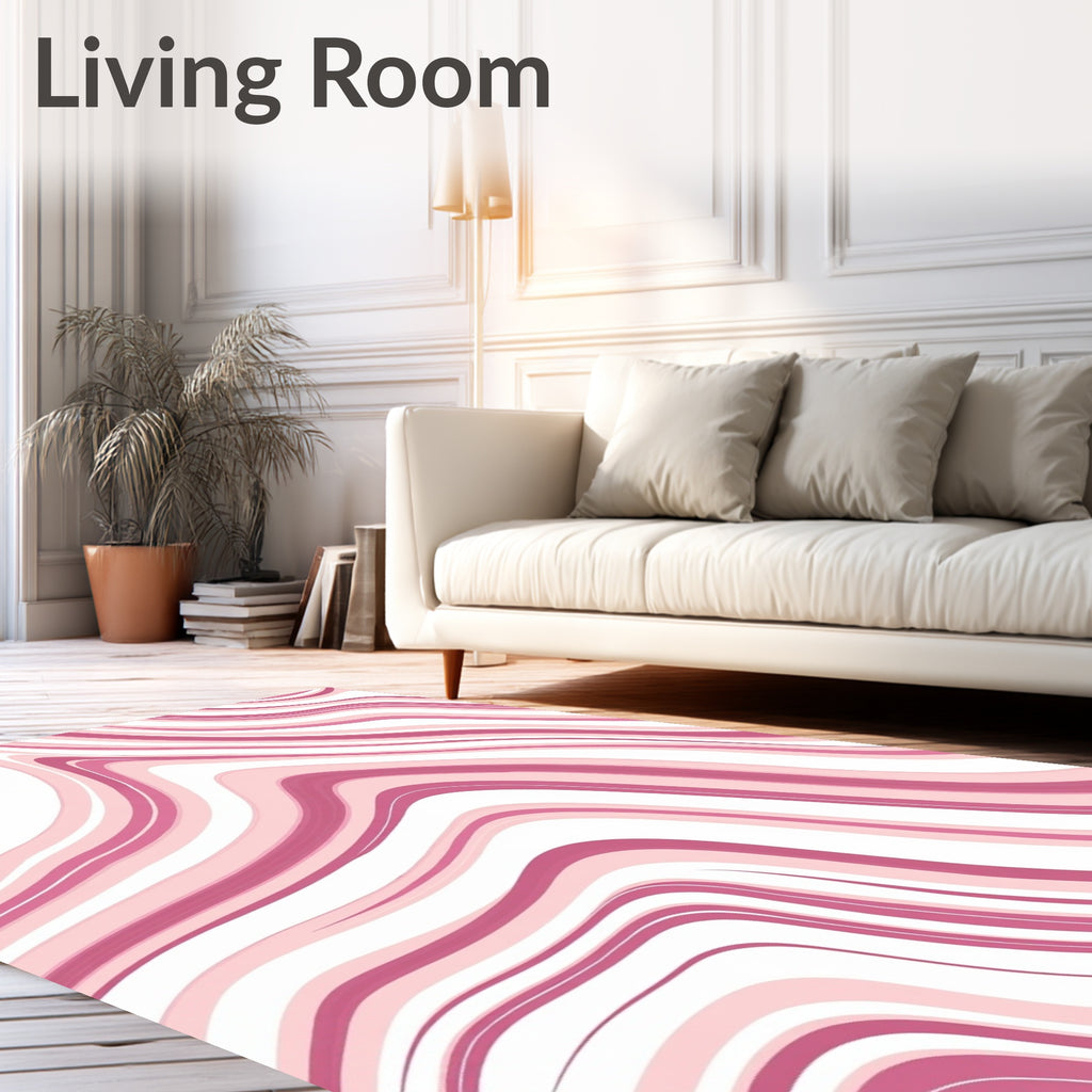 Pink Swirls Abstract Design Rug