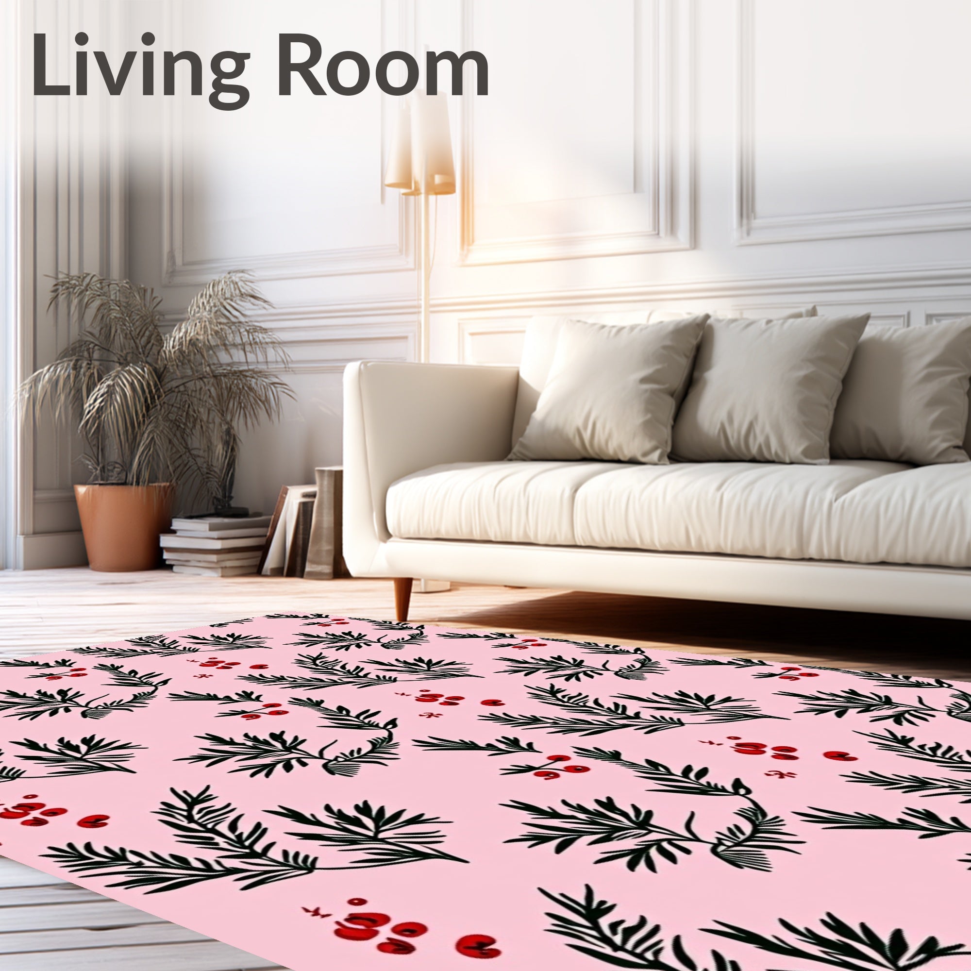 Pink Sprig Berries Foliage Rug