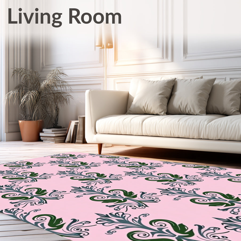 Ornate Floral Swirl Pattern Design Rug