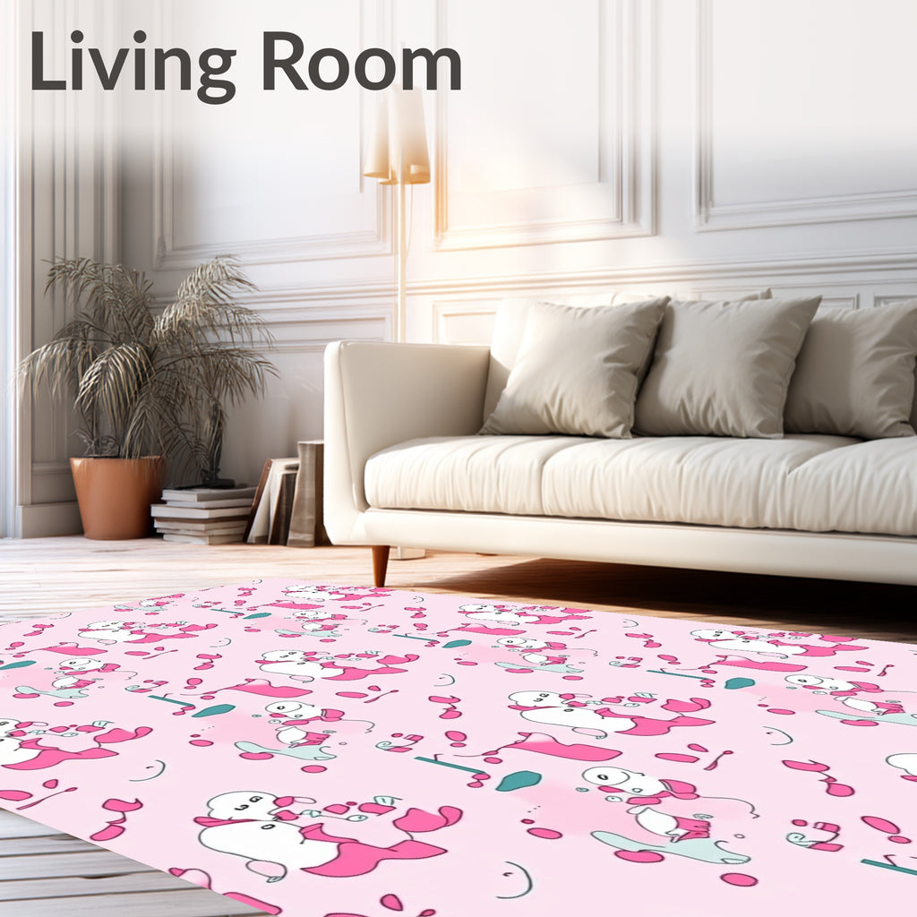 Playful Pink Blob Character Collection Rug