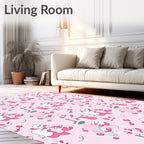 Playful Pink Blob Character Collection Rug