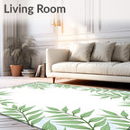 Green Leafy Botanical Border Rug