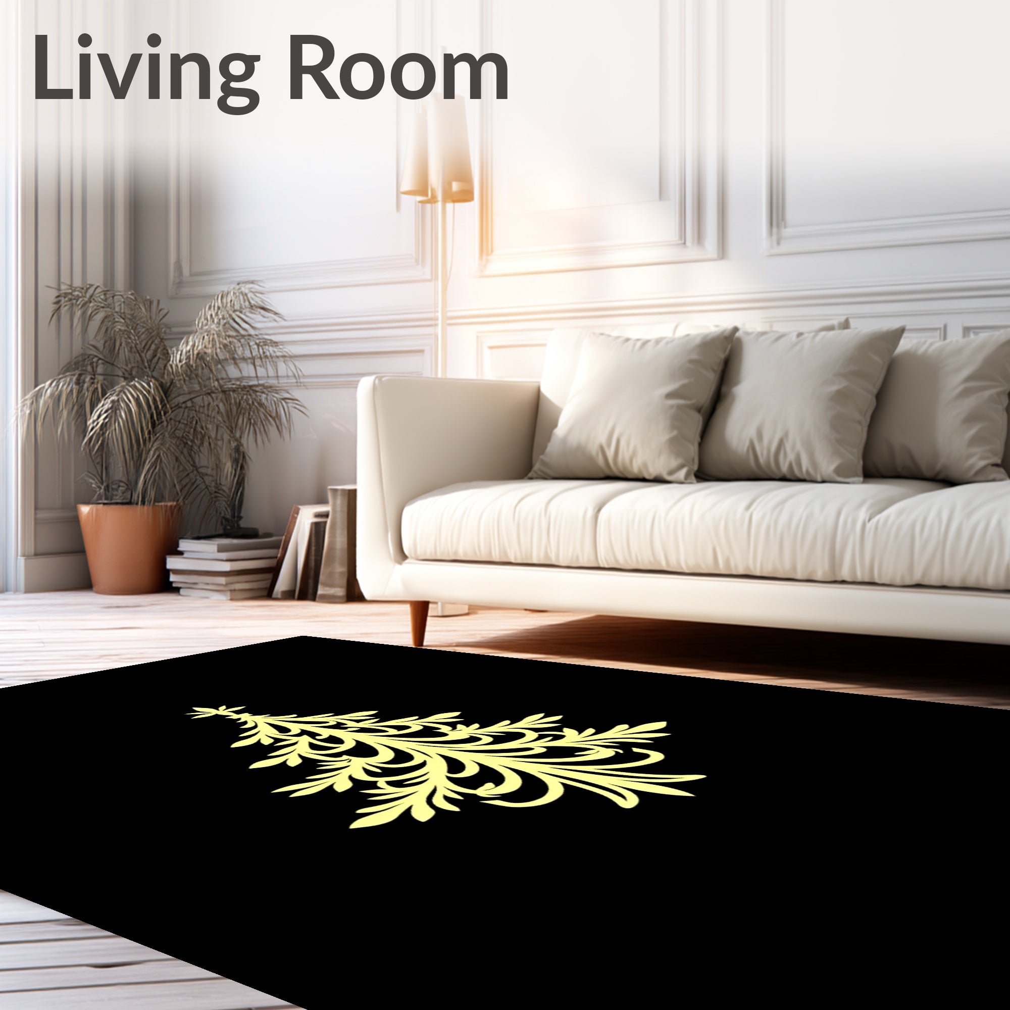 Elegant Yellow Christmas Tree Silhouette Rug