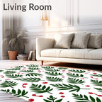 Green Leaf Red Berry Scatter Rug