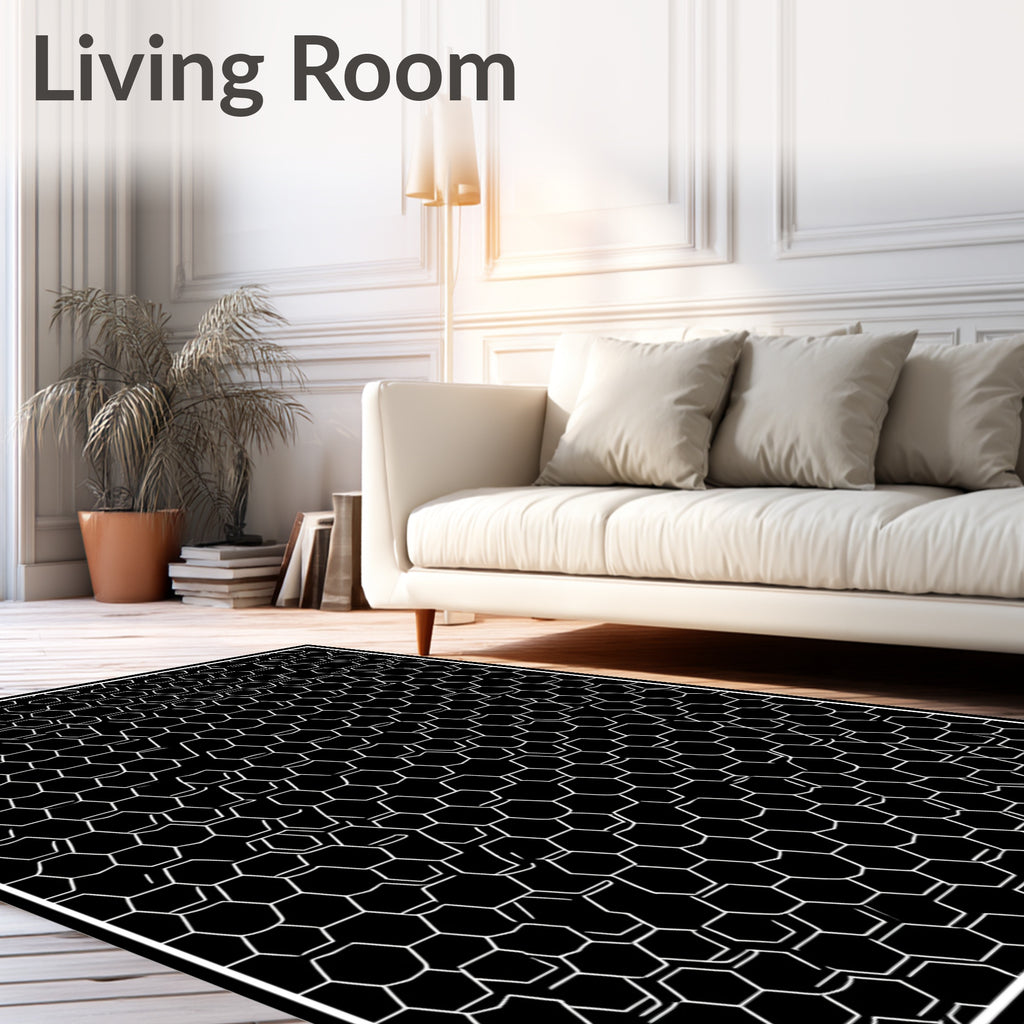 Modern Hexagonal Geometric Pattern Rug