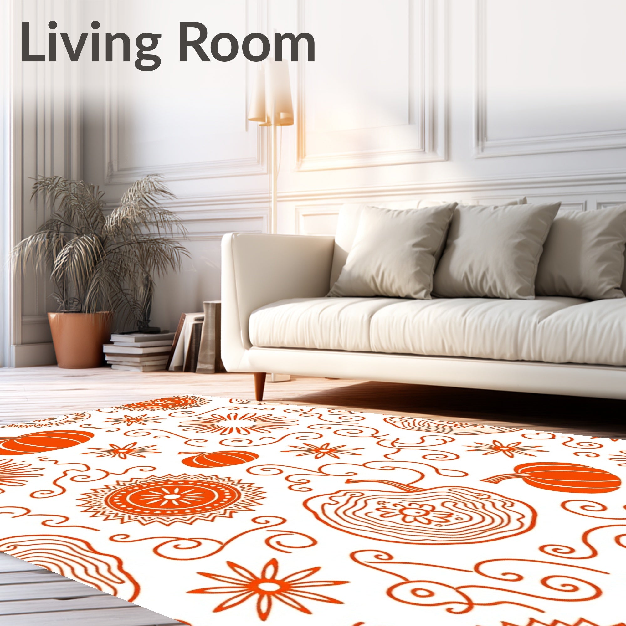Orange Pumpkin Sunburst Swirl Delight Rug