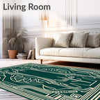 Emerald Geometric Art Deco Style Rug