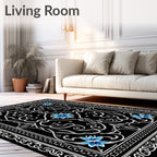 Bold Blue Flourish Floral Design Rug