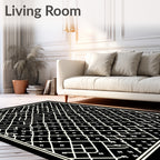 Intricate White Diamond Lattice Pattern Rug