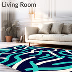 Abstract Brushstroke Wave Rug