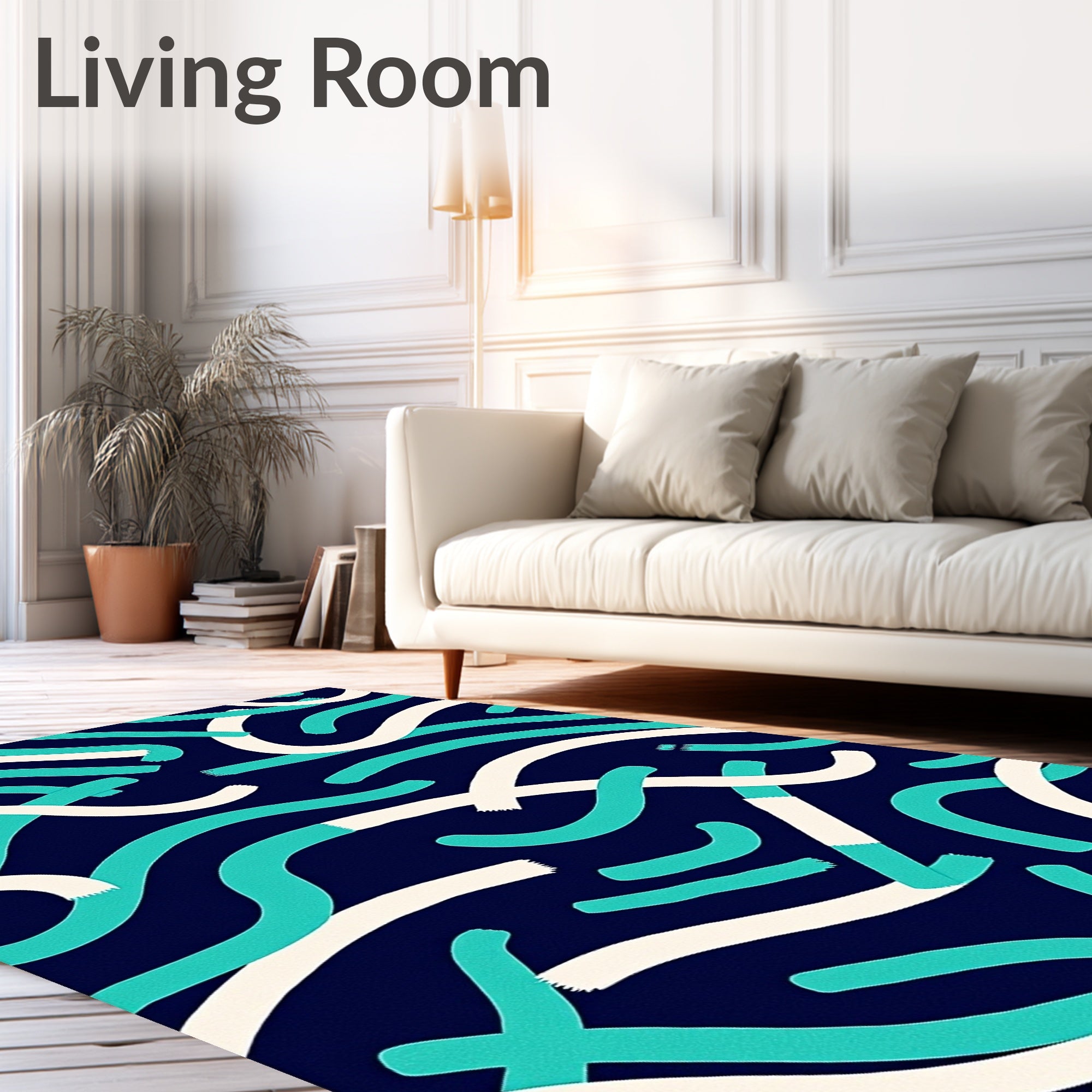 Abstract Brushstroke Wave Rug