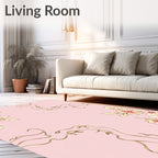 Floral Vines Delicate Pink Gold Rug