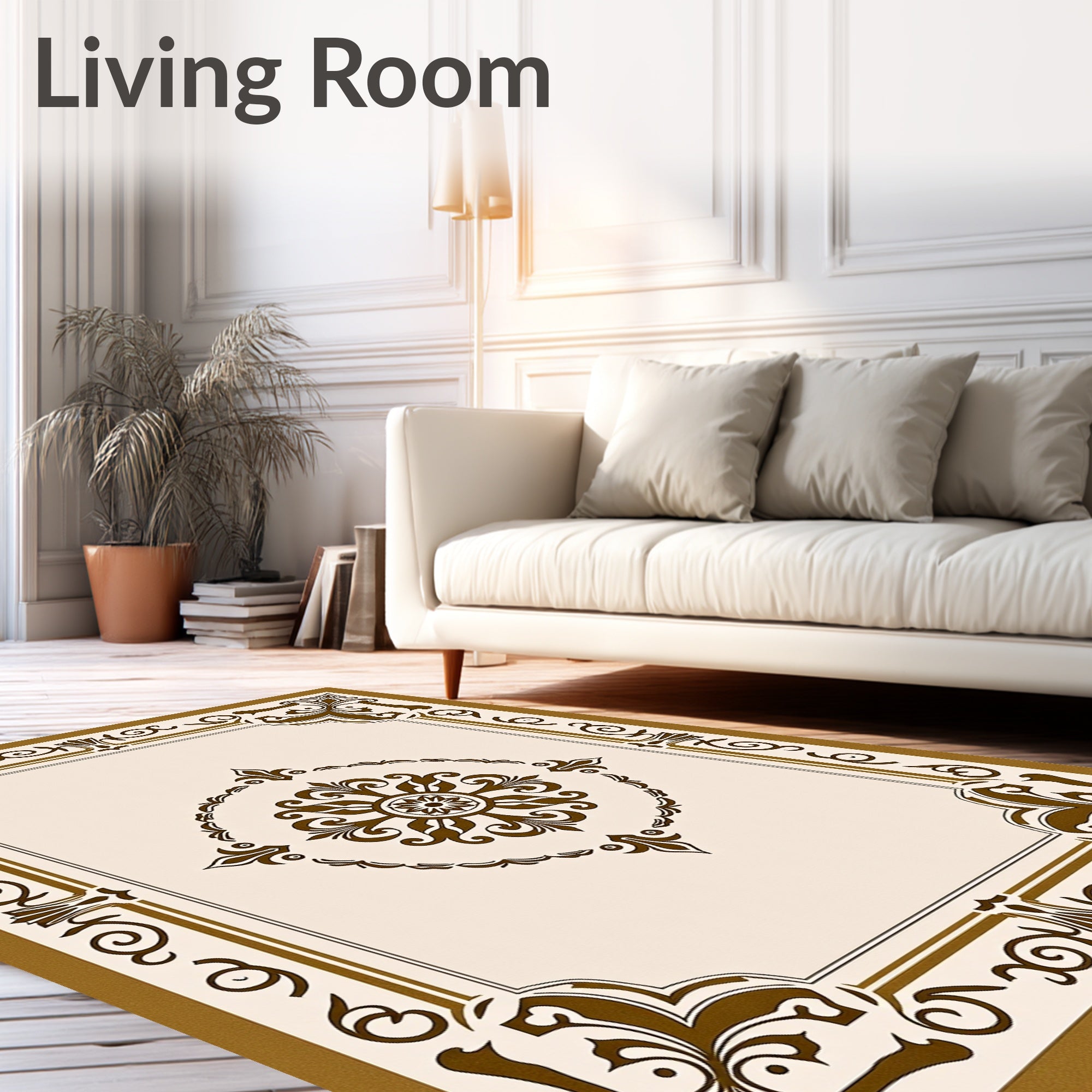 Ornate Brown Medallion Classic Decorative Rug