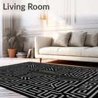 Modern Geometric Maze Pattern Rug