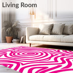 Bold Pink Swirl Abstract Pattern Rug