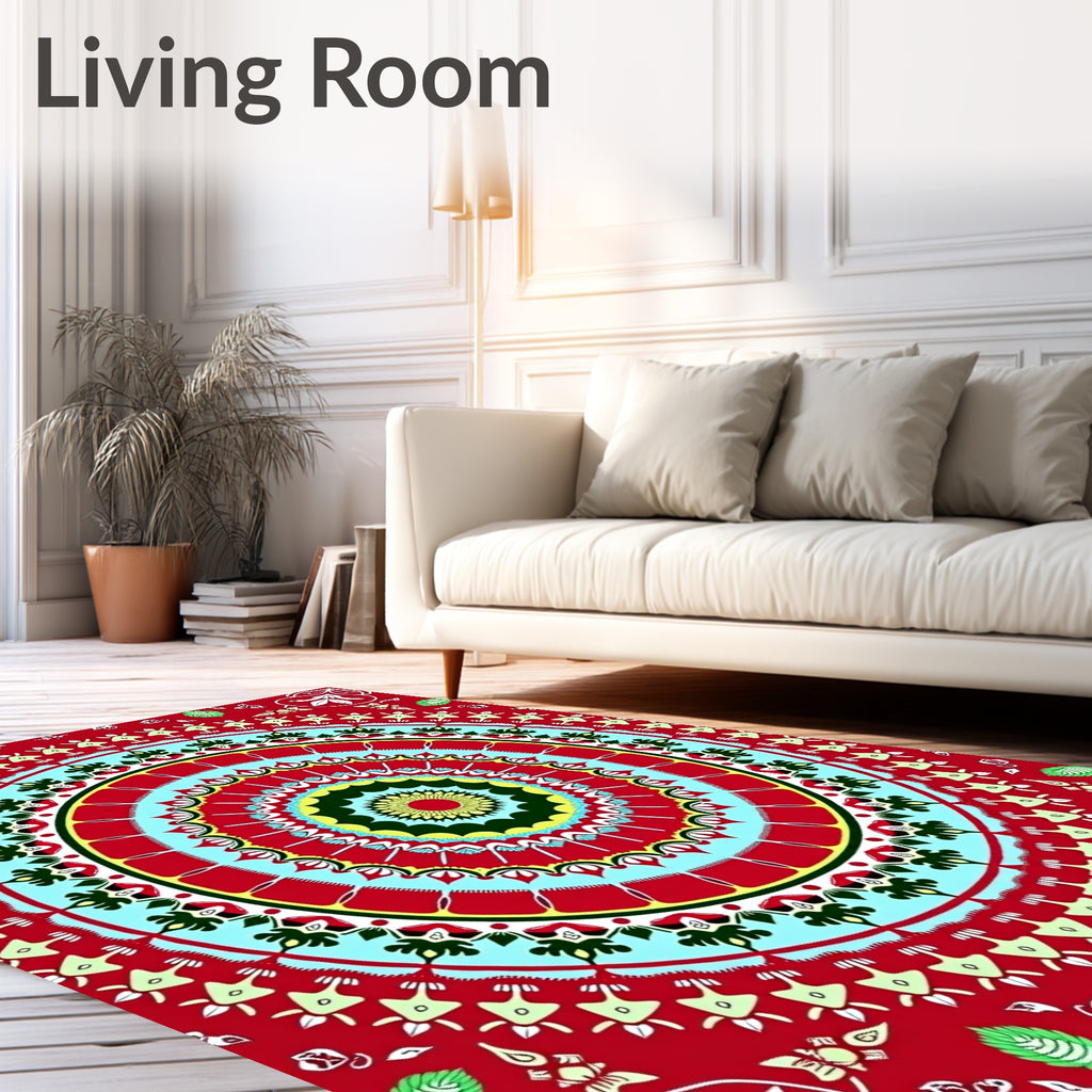 Radiant Sunburst Mandala Pattern Design Rug