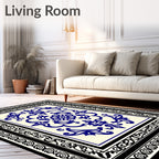 Ornate Blue Floral Symmetry Rug