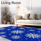 Deep Blue White Snowflake Array Rug