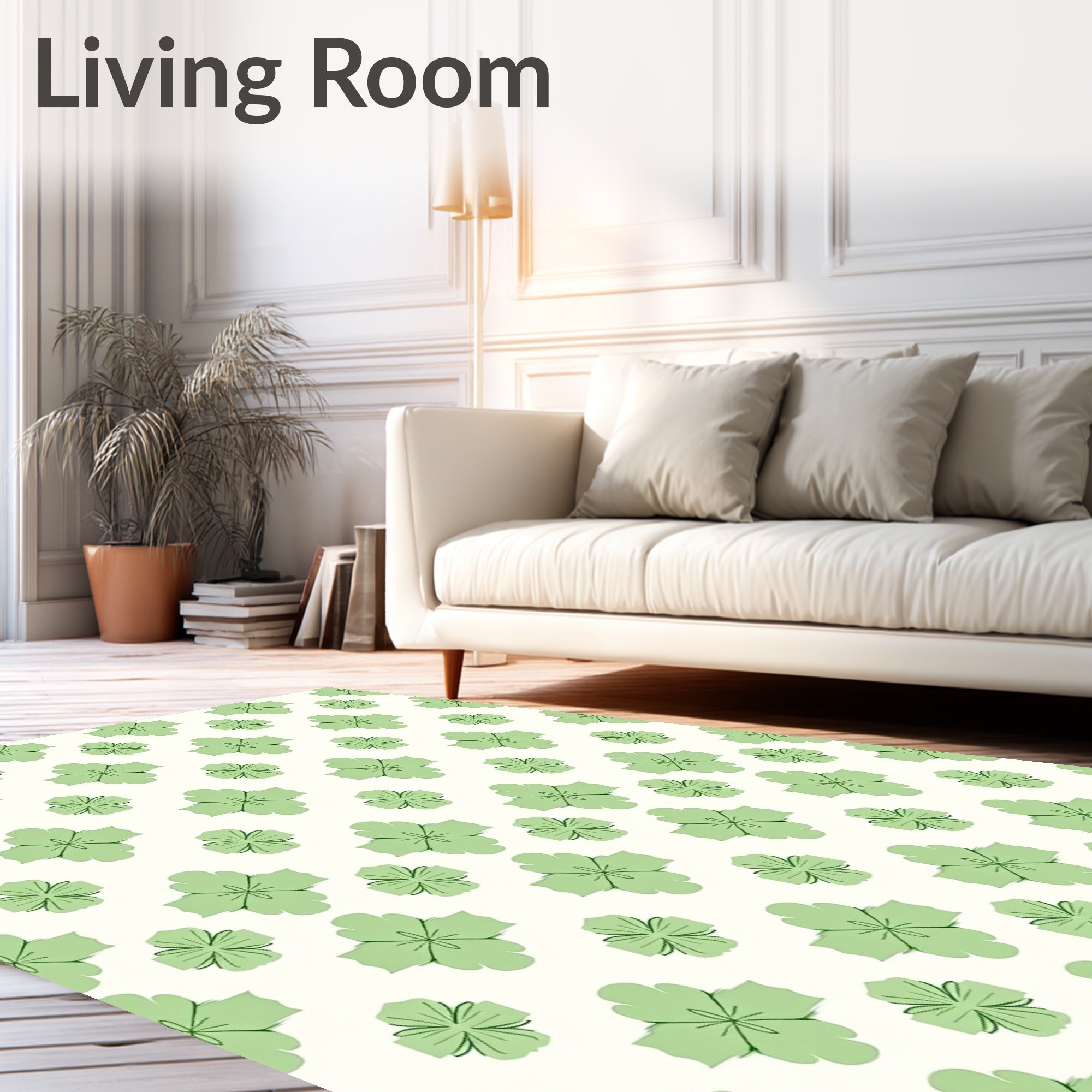 Simple Green Quatrefoil All-Over Pattern Rug