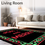 Red Green Floral Border Festive Greeting Rug