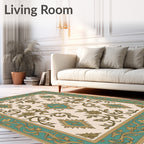 Vintage Floral Bordered Mandala Rug