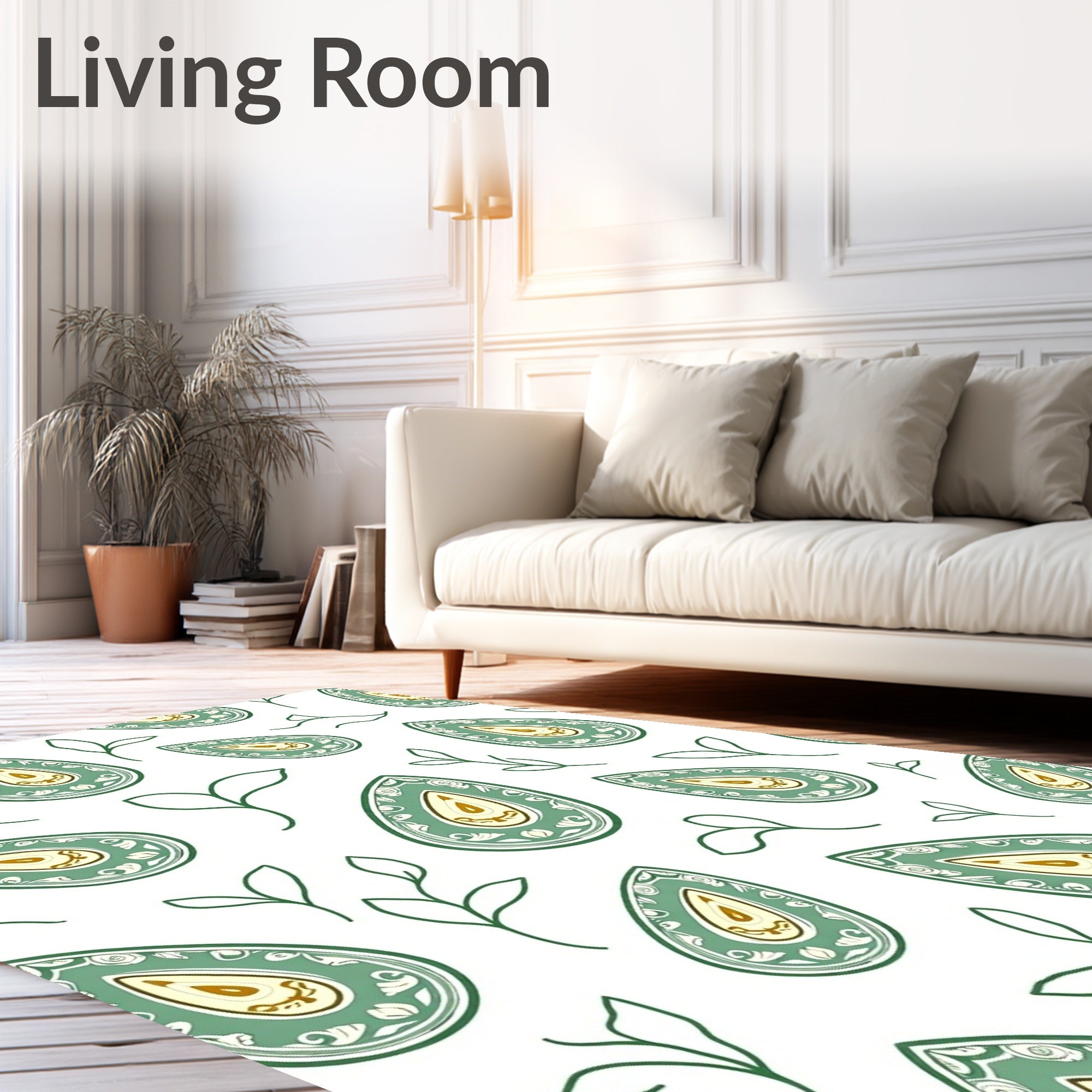 Teal Paisley Floral Pattern Rug