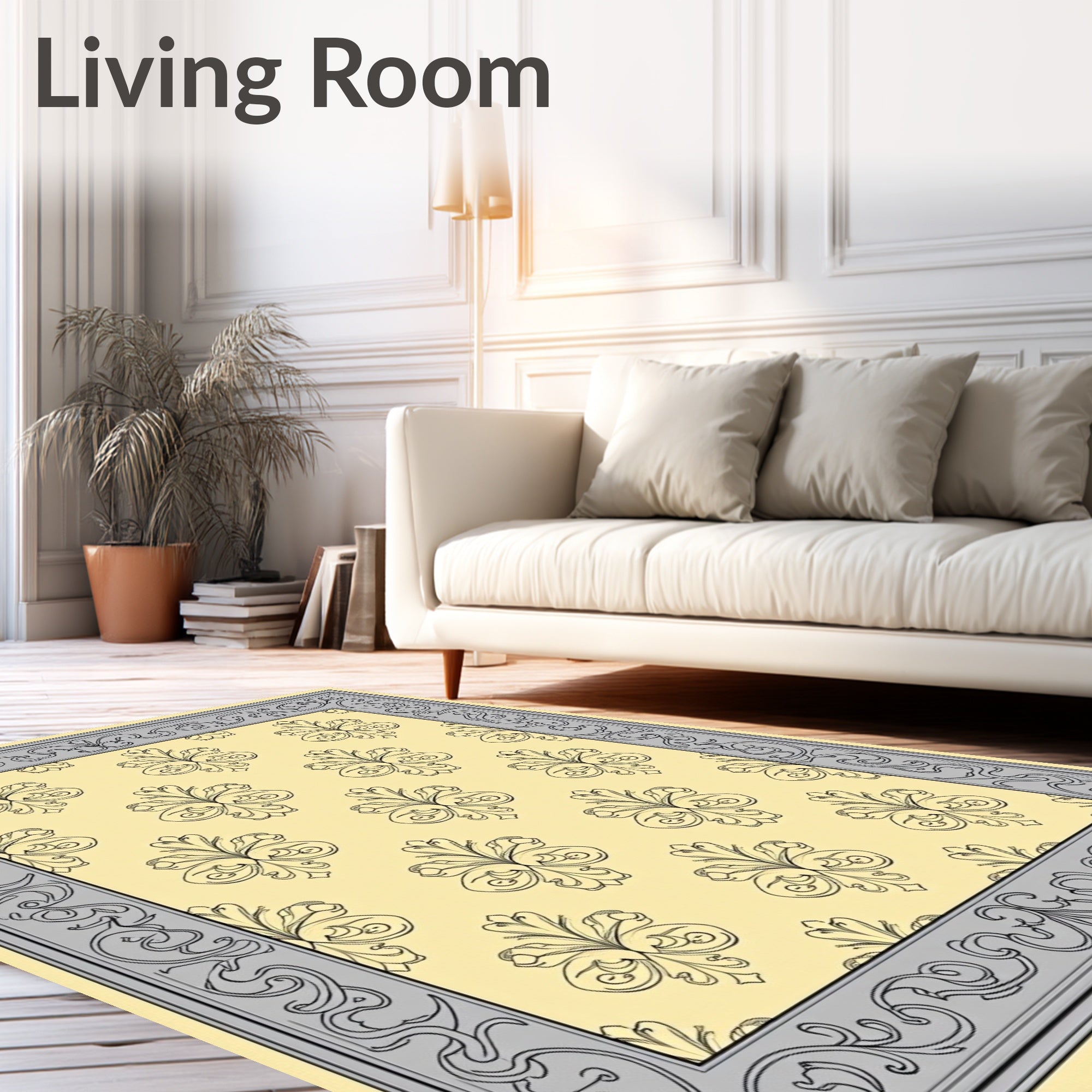 Ornate Scrollwork Pattern Decorative Accent Rug
