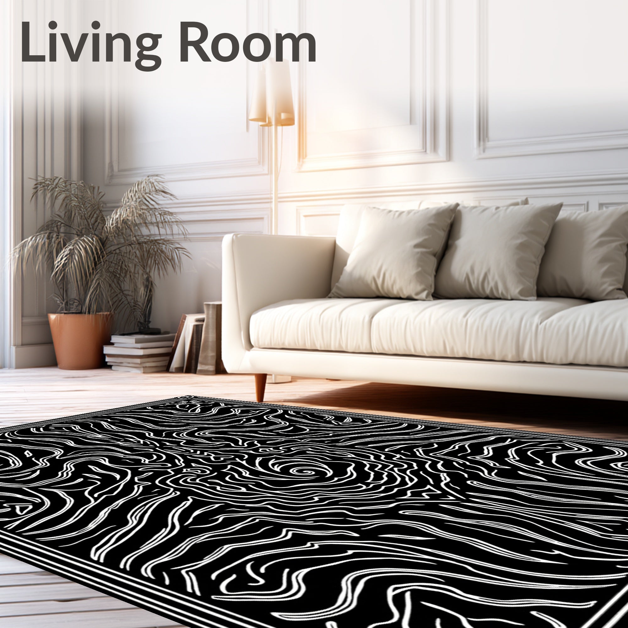 Abstract Swirl Organic Line Art Rug