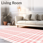 Pink Gingham Plaid Pattern Rug