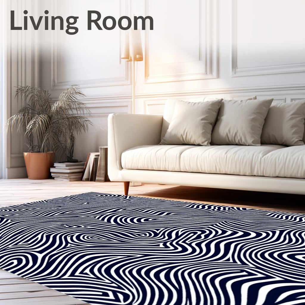 Modern Abstract Wavy Line Design Rug