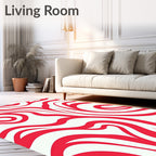Bold Red Swirl Abstract Pattern Rug