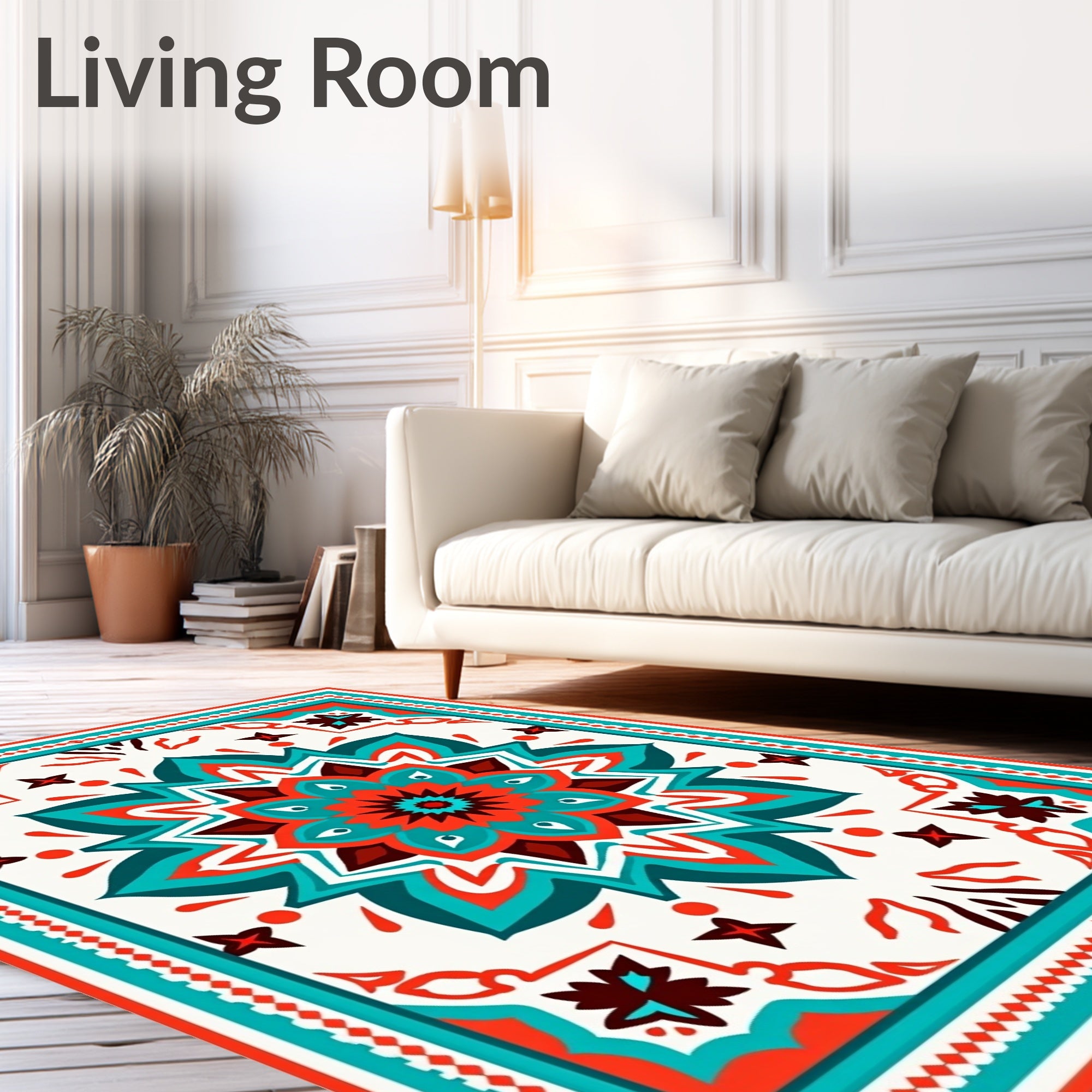 Mandala Floral Pattern Bright Colors Rug