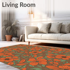 Vintage Orange Floral Pattern Rug