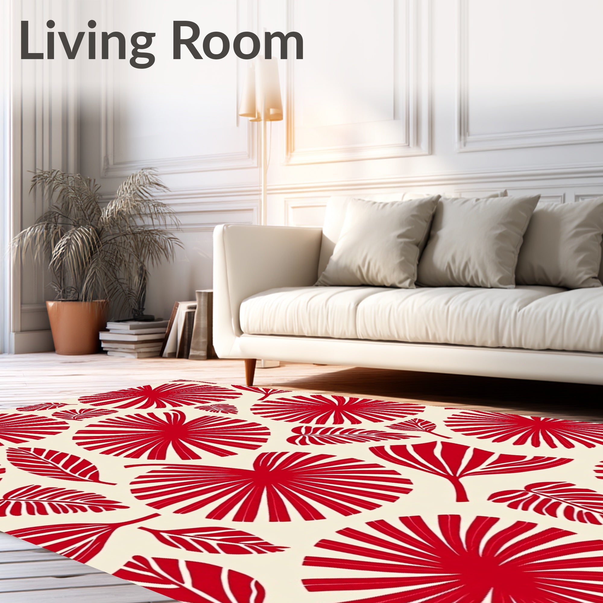 Bold Tropical Leaf Pattern Rug