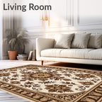 Ornate Floral And Vine Patterned Rug