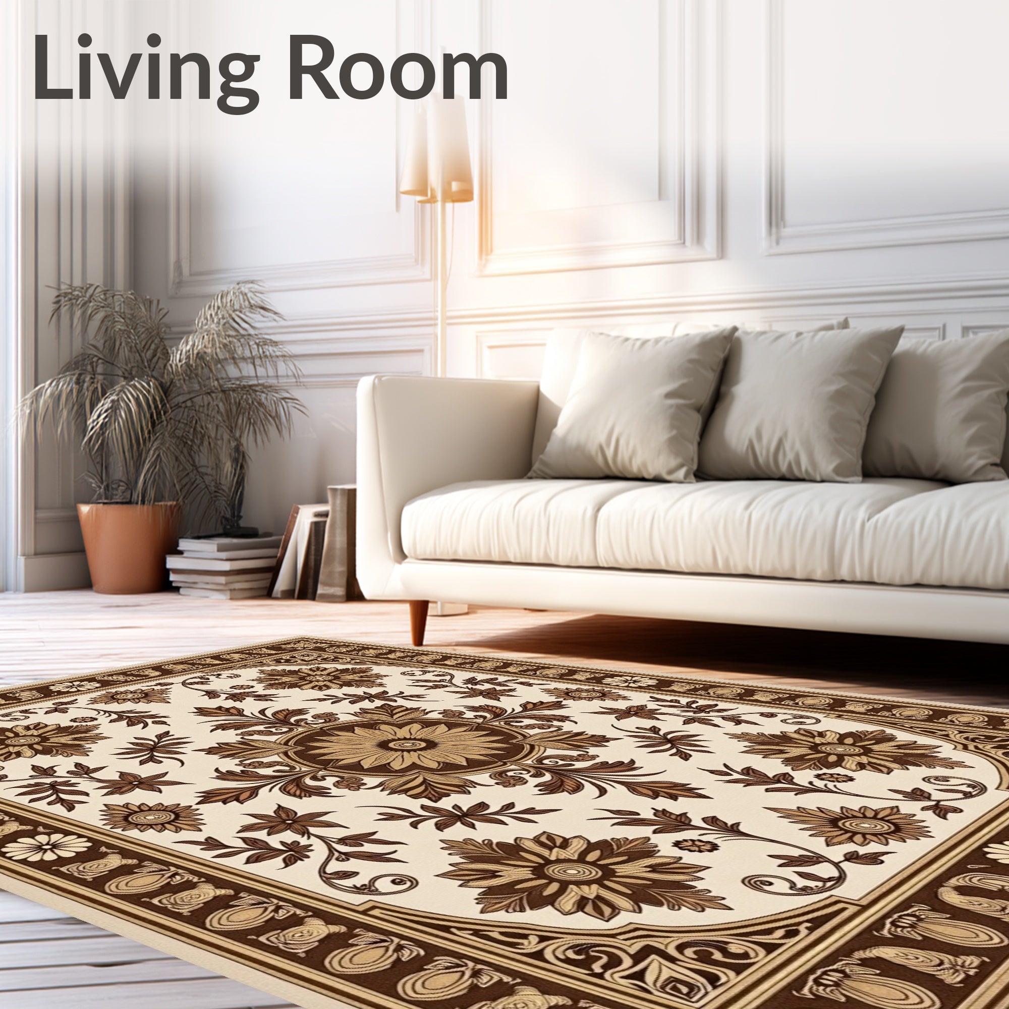 Ornate Floral And Vine Patterned Rug