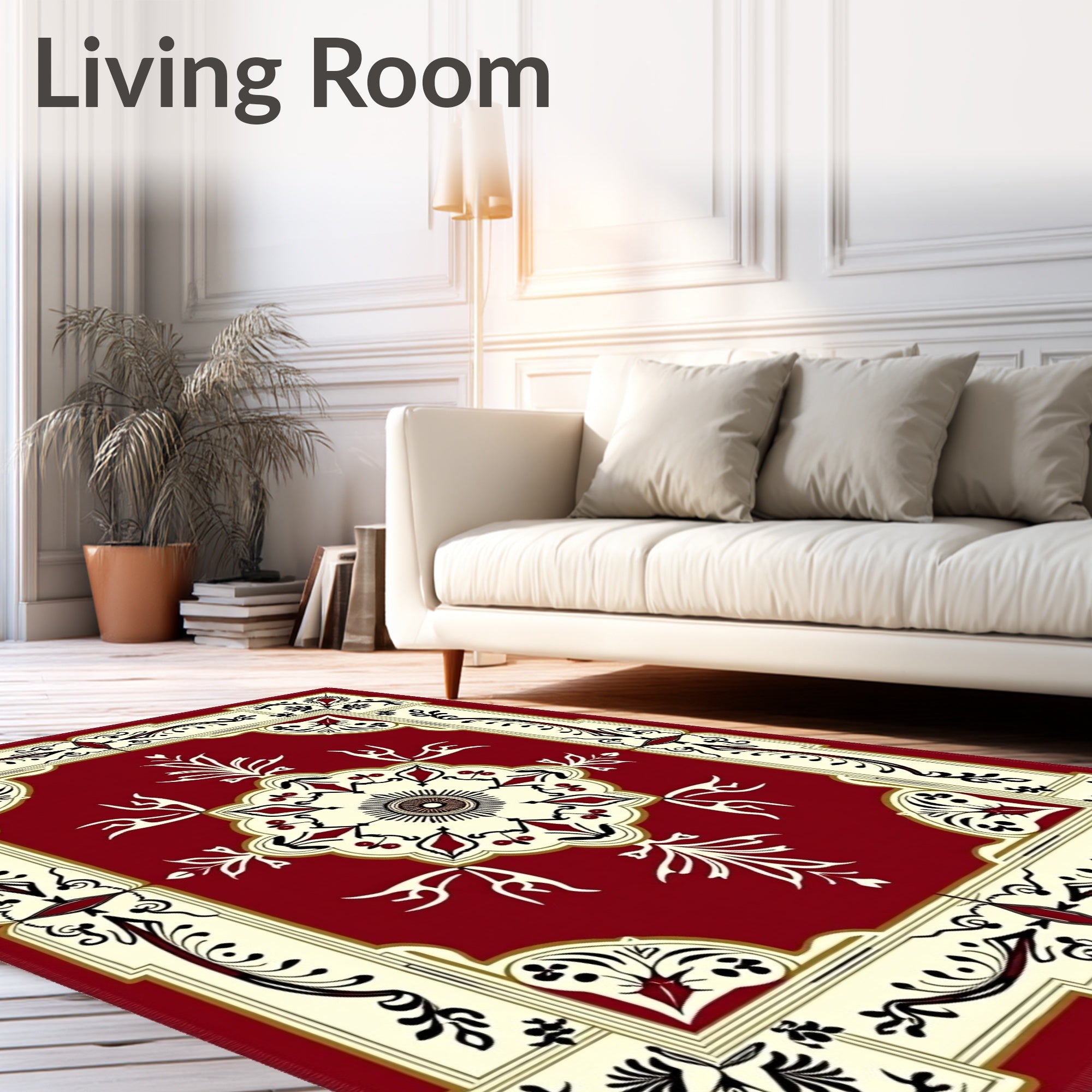 Intricate Floral Bordered Medallion Rug