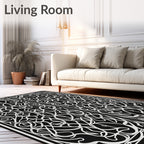 Intricate Swirl Black White Design Rug