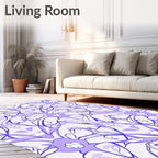 Lilac And Blue Abstract Floral Design Rug
