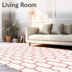 Cracked Hexagonal Pink Geometric Pattern Rug