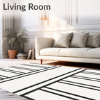 Monochrome Vertical Stripe Geometric Design Rug