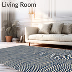 Navy Wavy Lines Pattern Rug