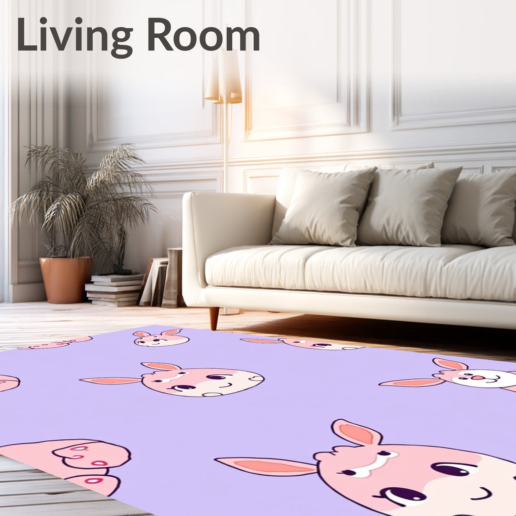 Pink Bunny Pattern Design Rug